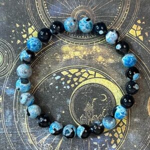 NWOT Blue Fire Agate 8mm Bracelet